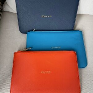Dolce Vita Trio: Navy, Blue, and Orange Pouches CARINA